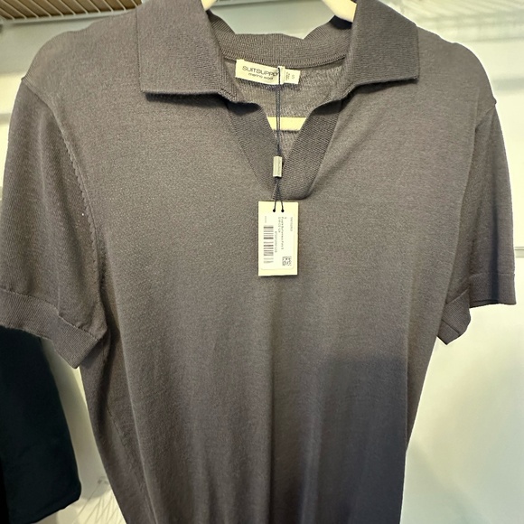 Purple Merino Buttonless Polo - S - Picture 2 of 14